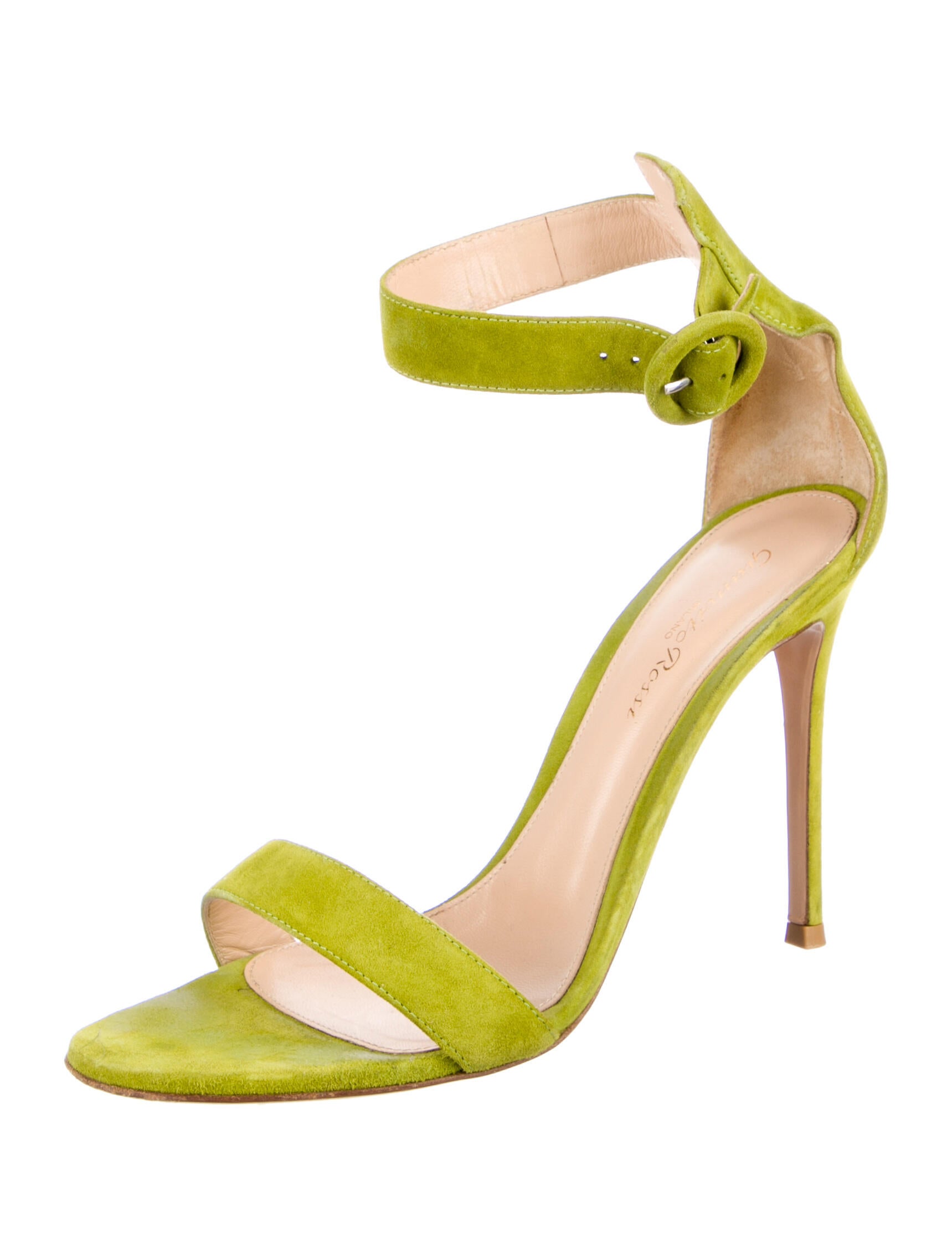 Gianvito Rossi Suede Leather Trim Embellishment Slingback Sandals