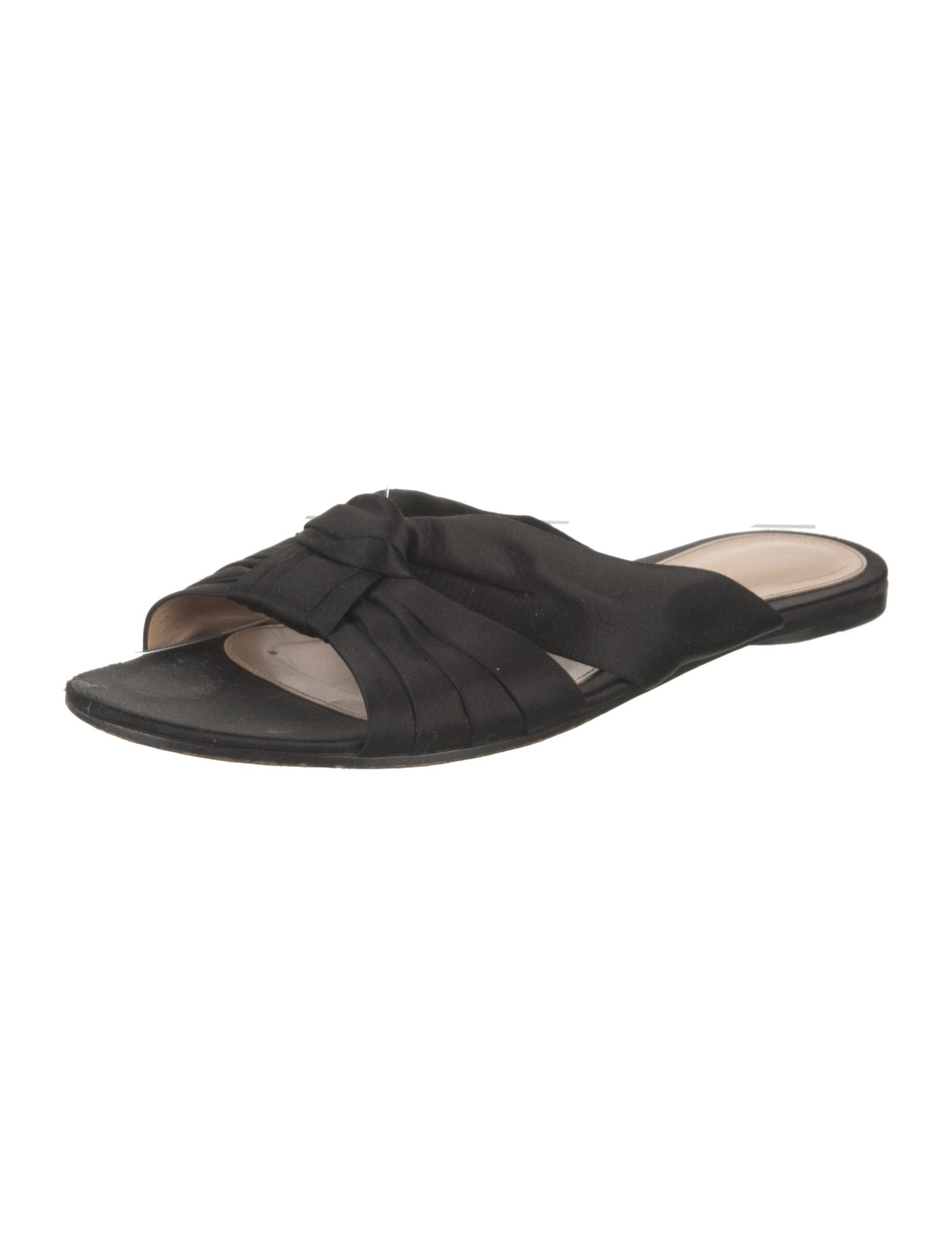 Gianvito Rossi Satin Pleated Accents Slides