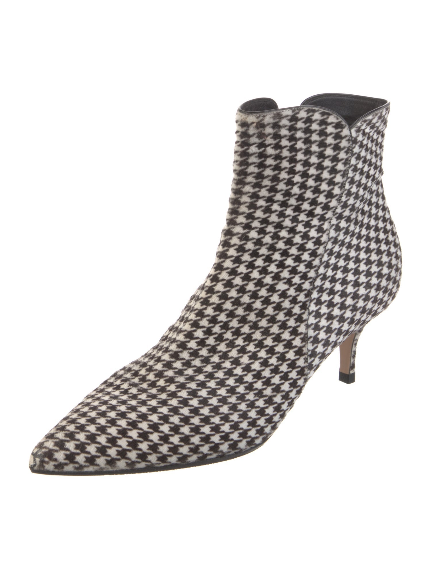 Gianvito Rossi Ponyhair Houndstooth Print Sock Boots