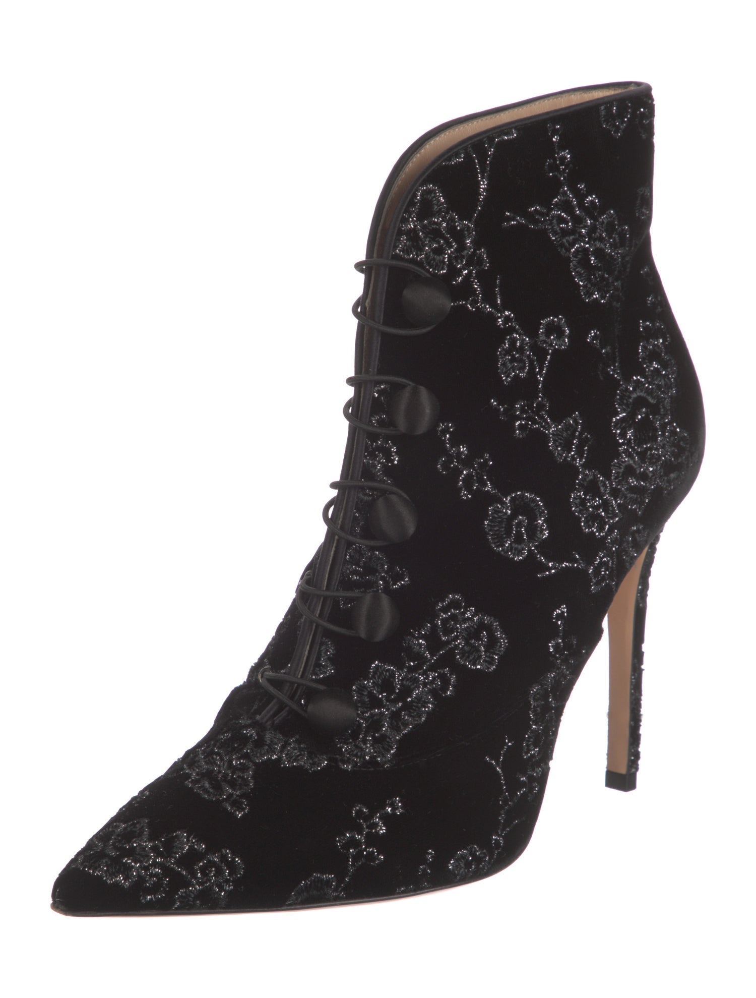 Gianvito Rossi Velvet Printed Lace-Up Boots