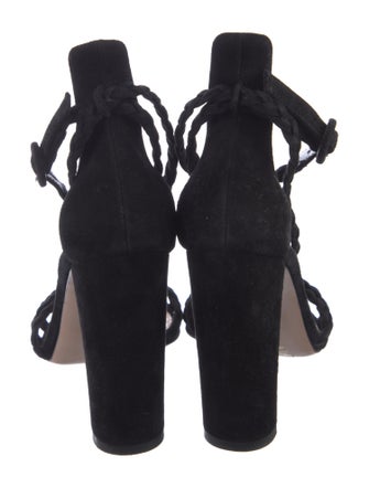 Gianvito Rossi Suede Braided Accents Sandals