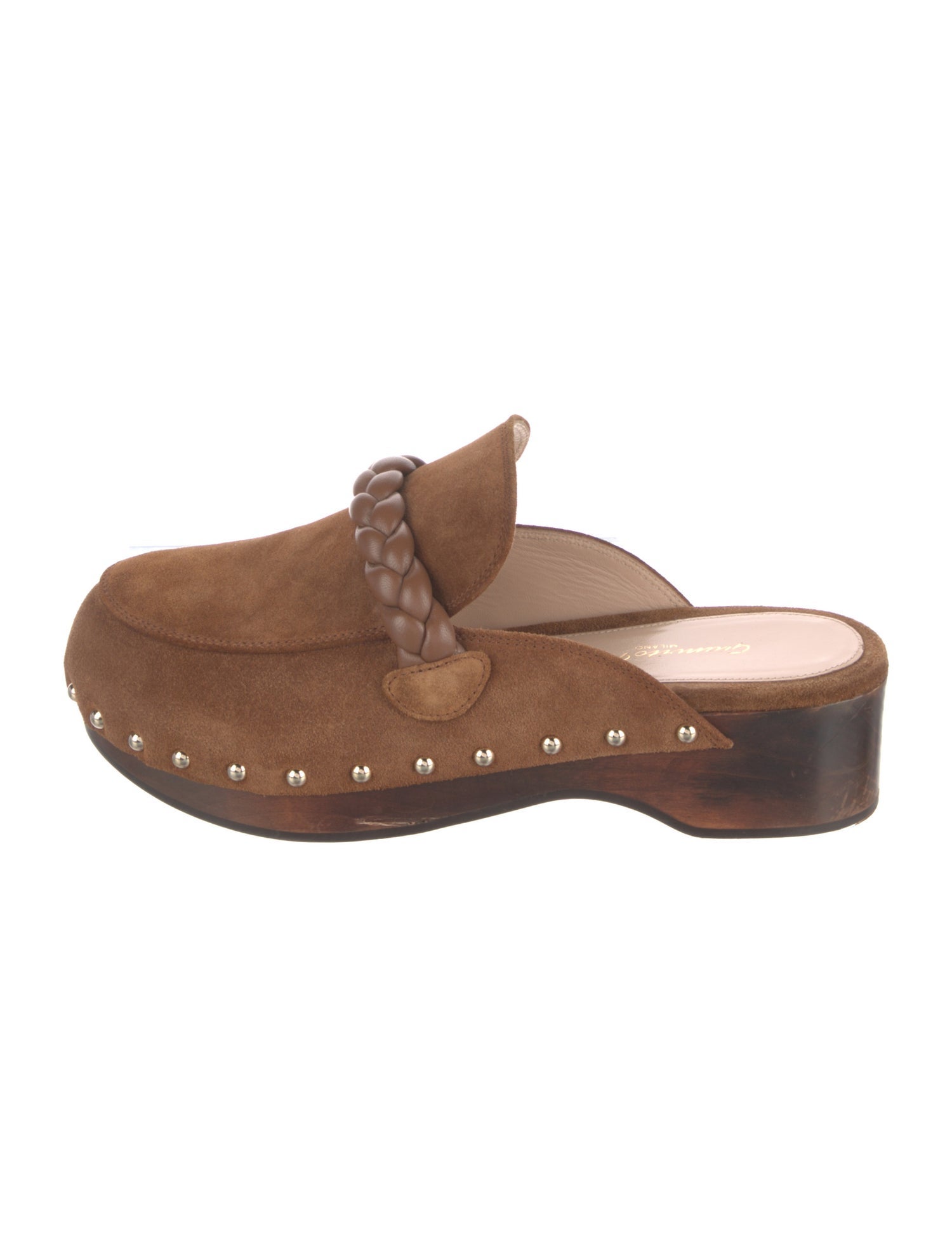 Gianvito Rossi Suede Studded Accents Mules