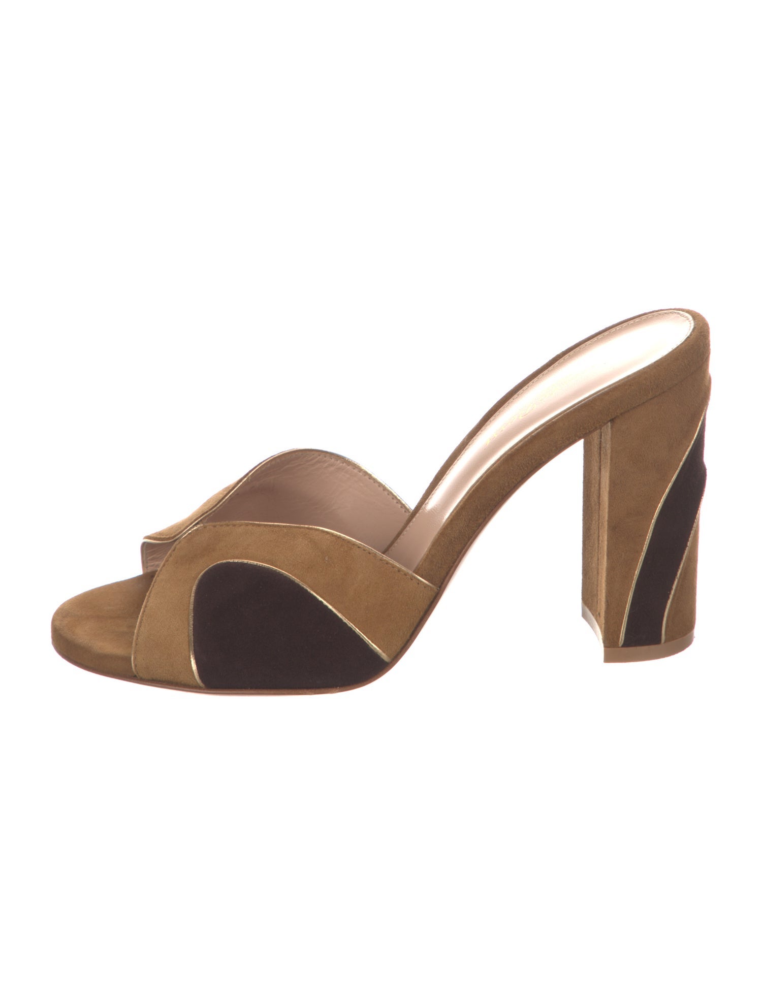 Gianvito Rossi Suede Colorblock Pattern Slides