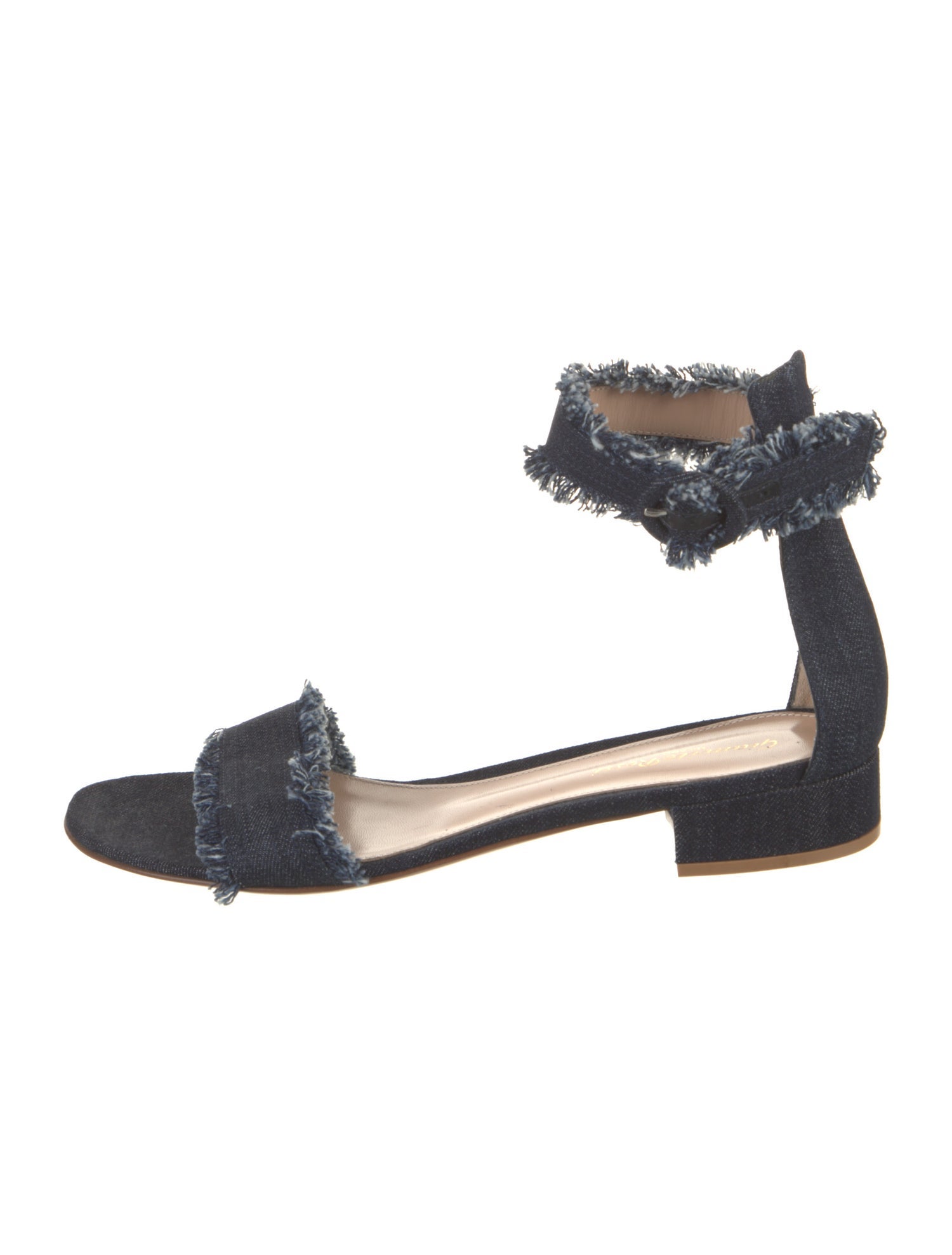 Gianvito Rossi Denim Raw-Edge Trim Sandals