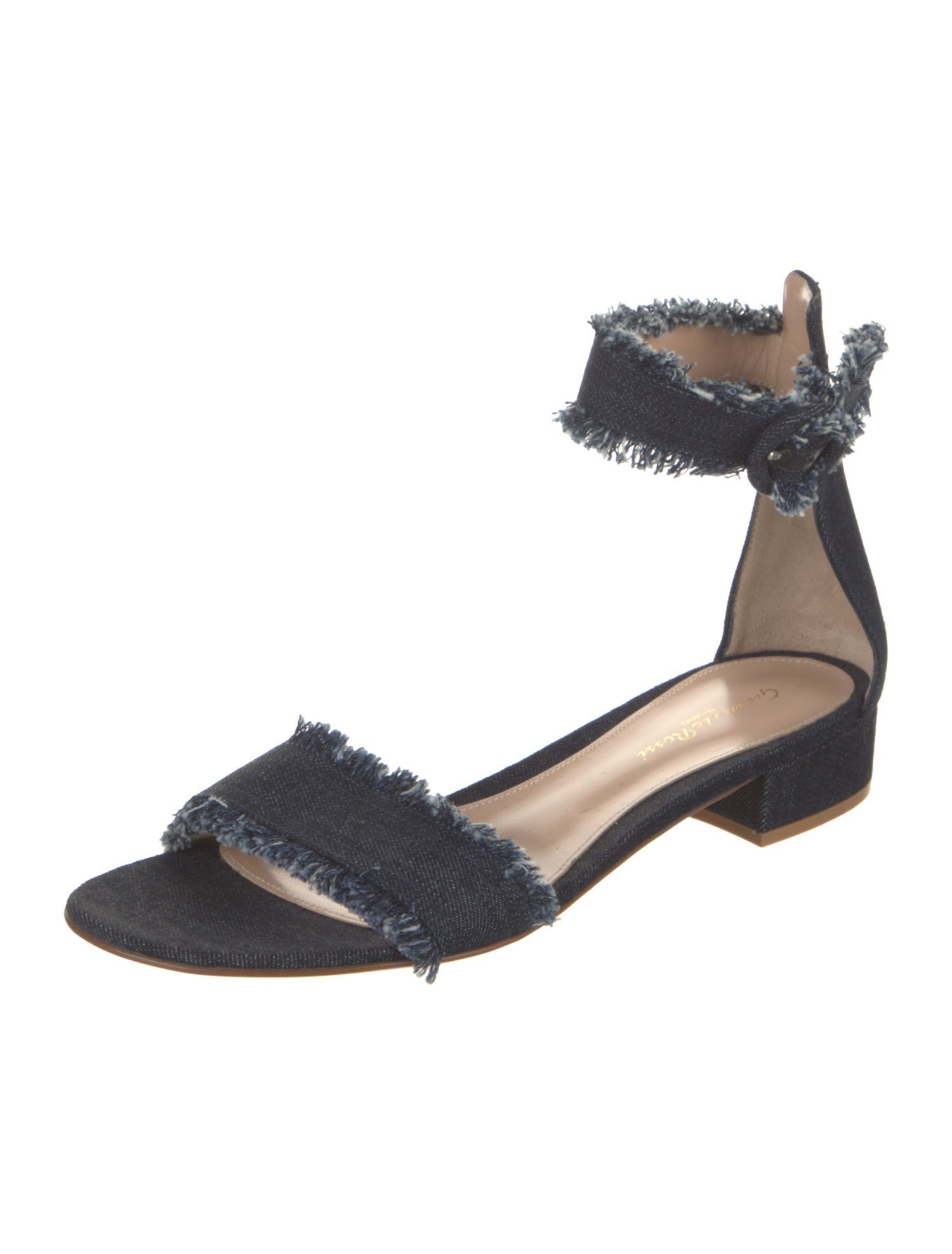 Gianvito Rossi Denim Raw-Edge Trim Sandals