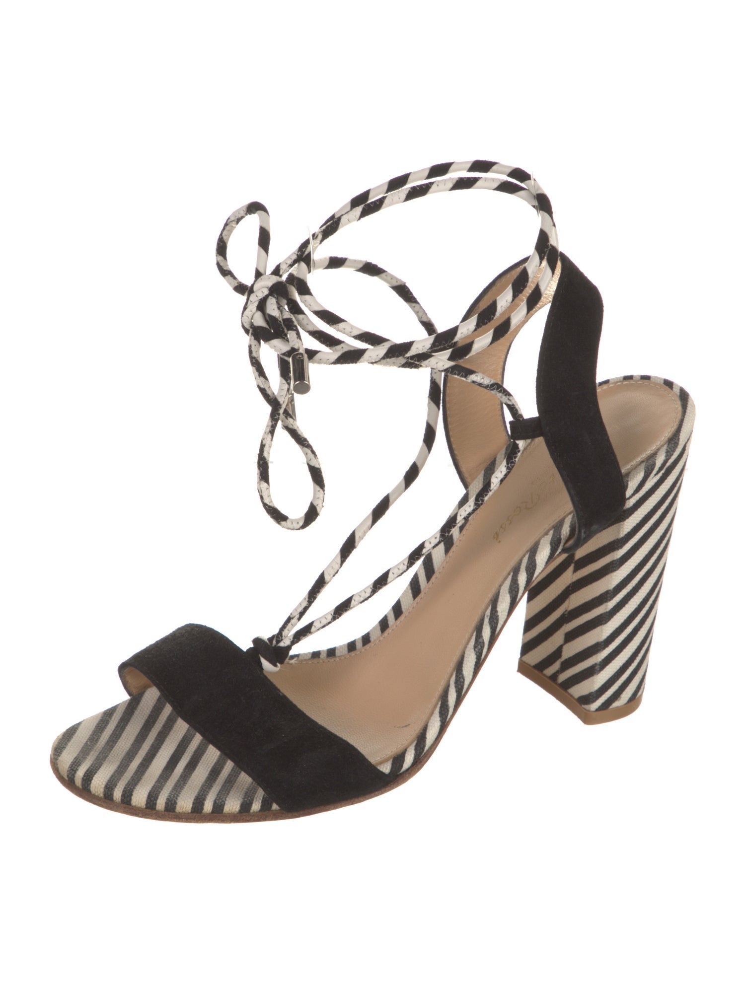 Gianvito Rossi Canvas Striped Slingback Sandals