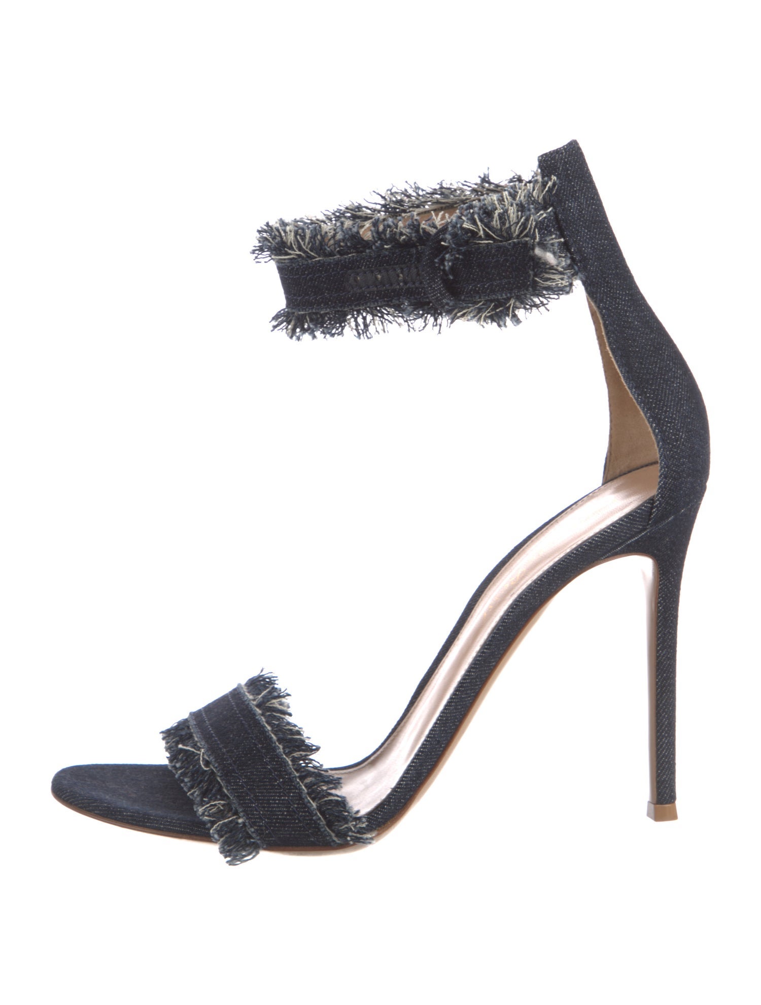 Gianvito Rossi Denim Raw-Edge Trim Sandals