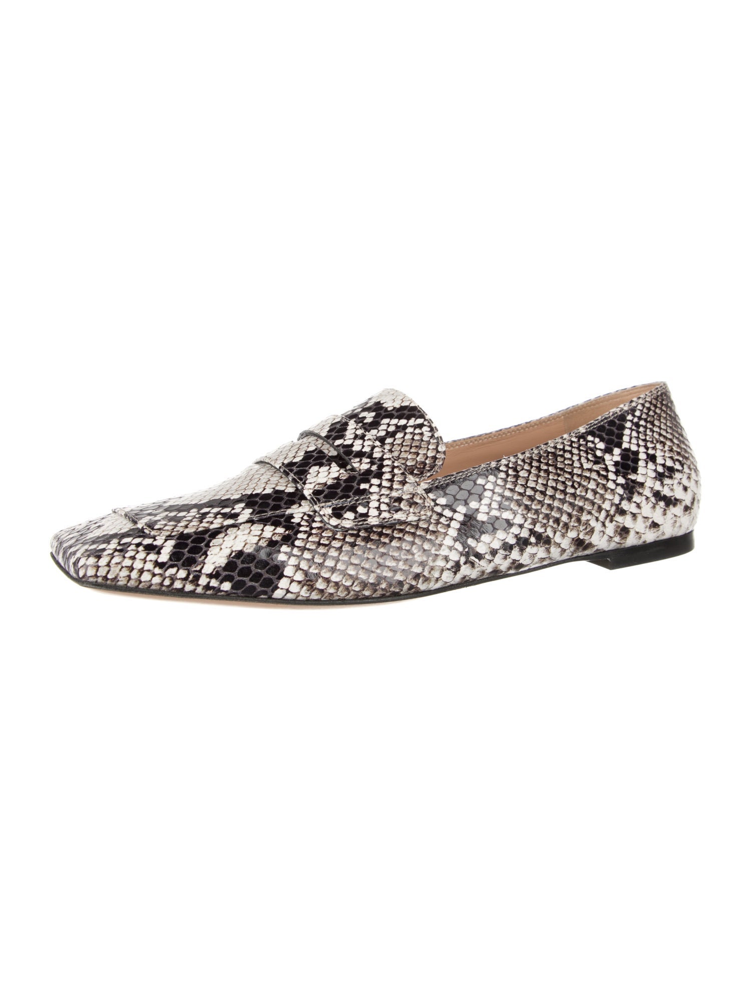 Gianvito Rossi Embossed Leather Animal Print Loafers