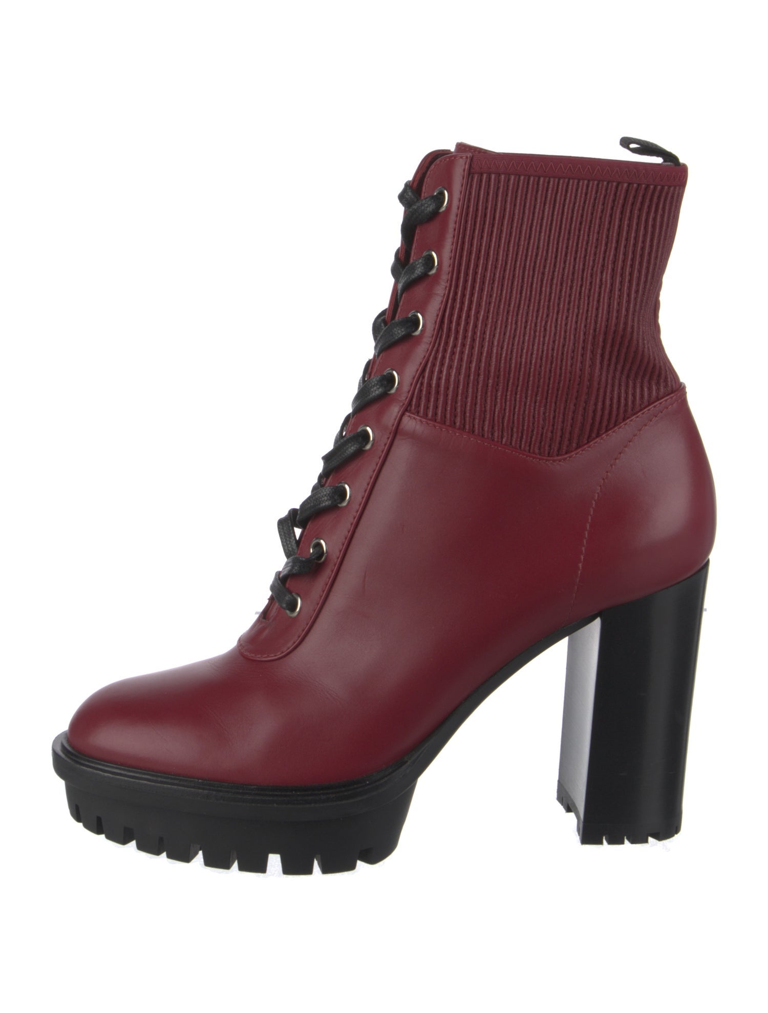 Gianvito Rossi Leather Colorblock Pattern Lace-Up Boots