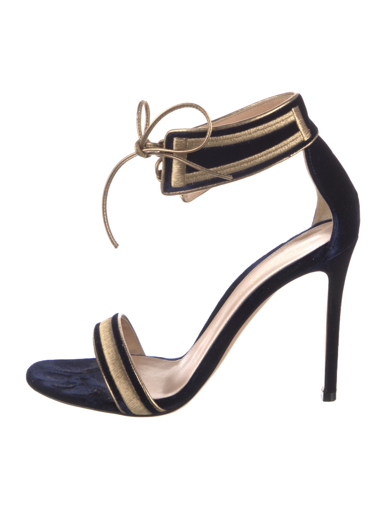 Gianvito Rossi Velvet Colorblock Pattern Sandals