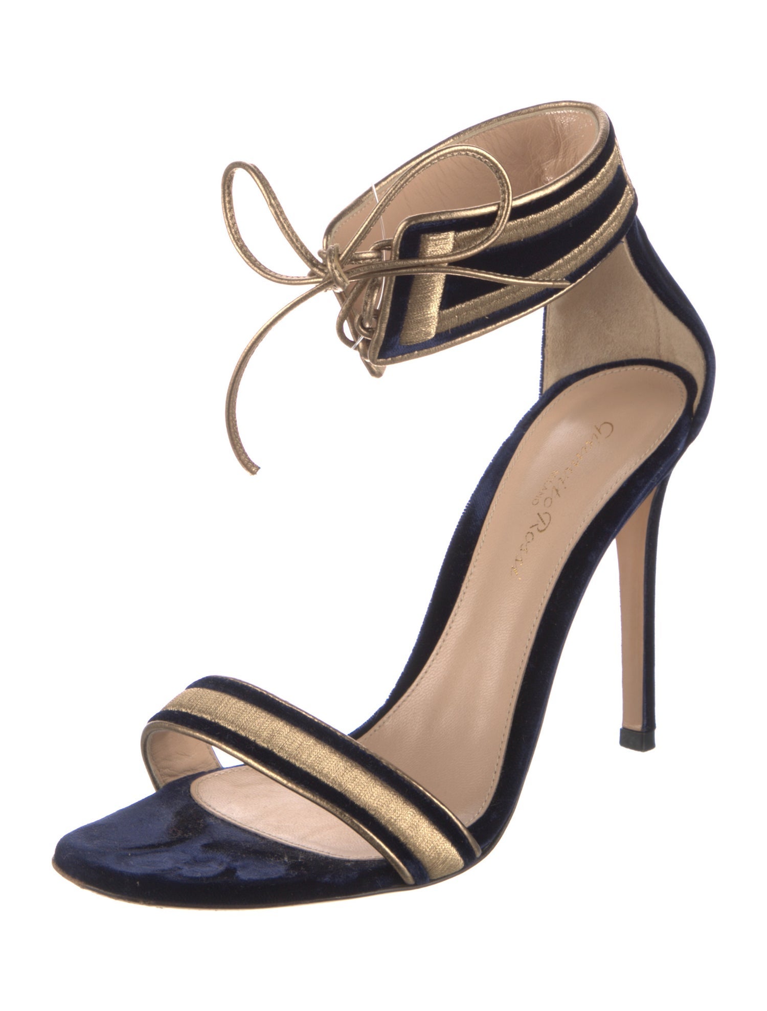 Gianvito Rossi Velvet Colorblock Pattern Sandals