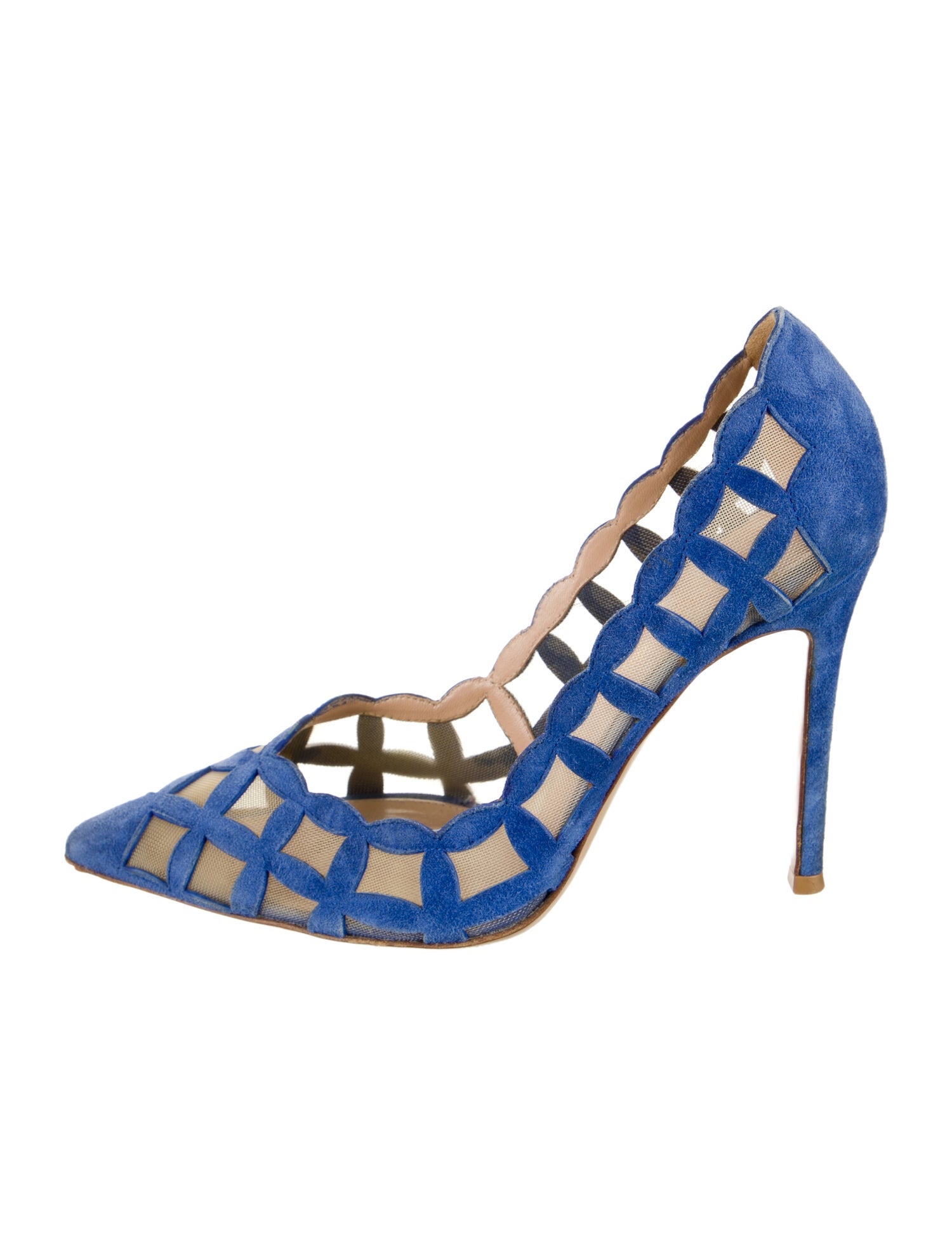 Gianvito Rossi Suede Mesh Accents Pumps