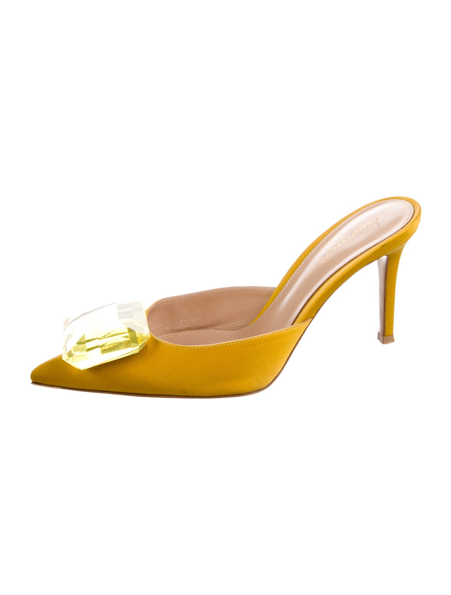 Gianvito Rossi Satin Crystal Embellishments Mules