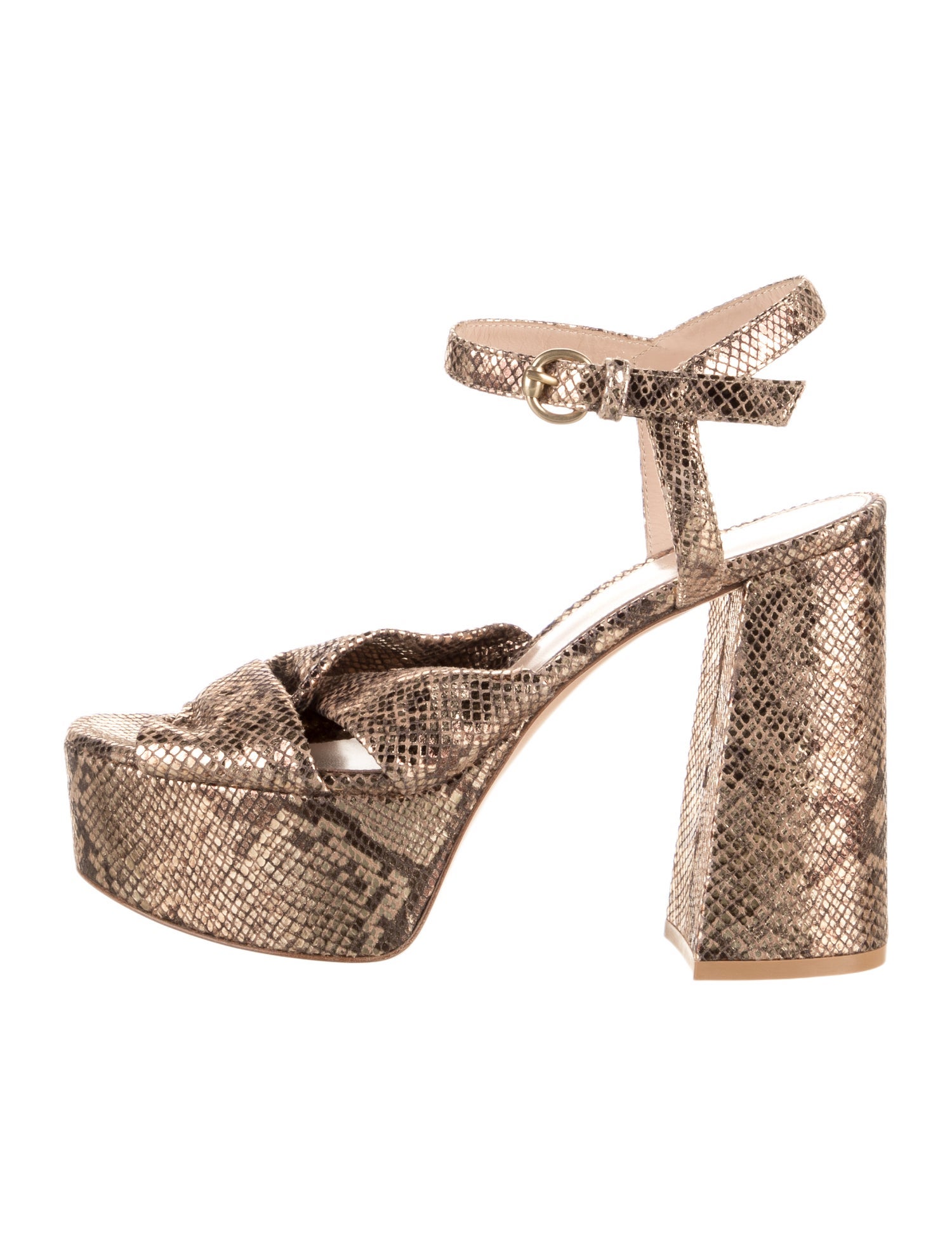 Gianvito Rossi Leather Animal Print T-Strap Sandals