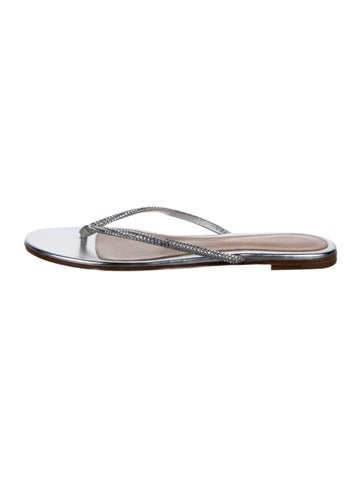 Pre-owned Gianvito Rossi Leather Flip Flops In Silver