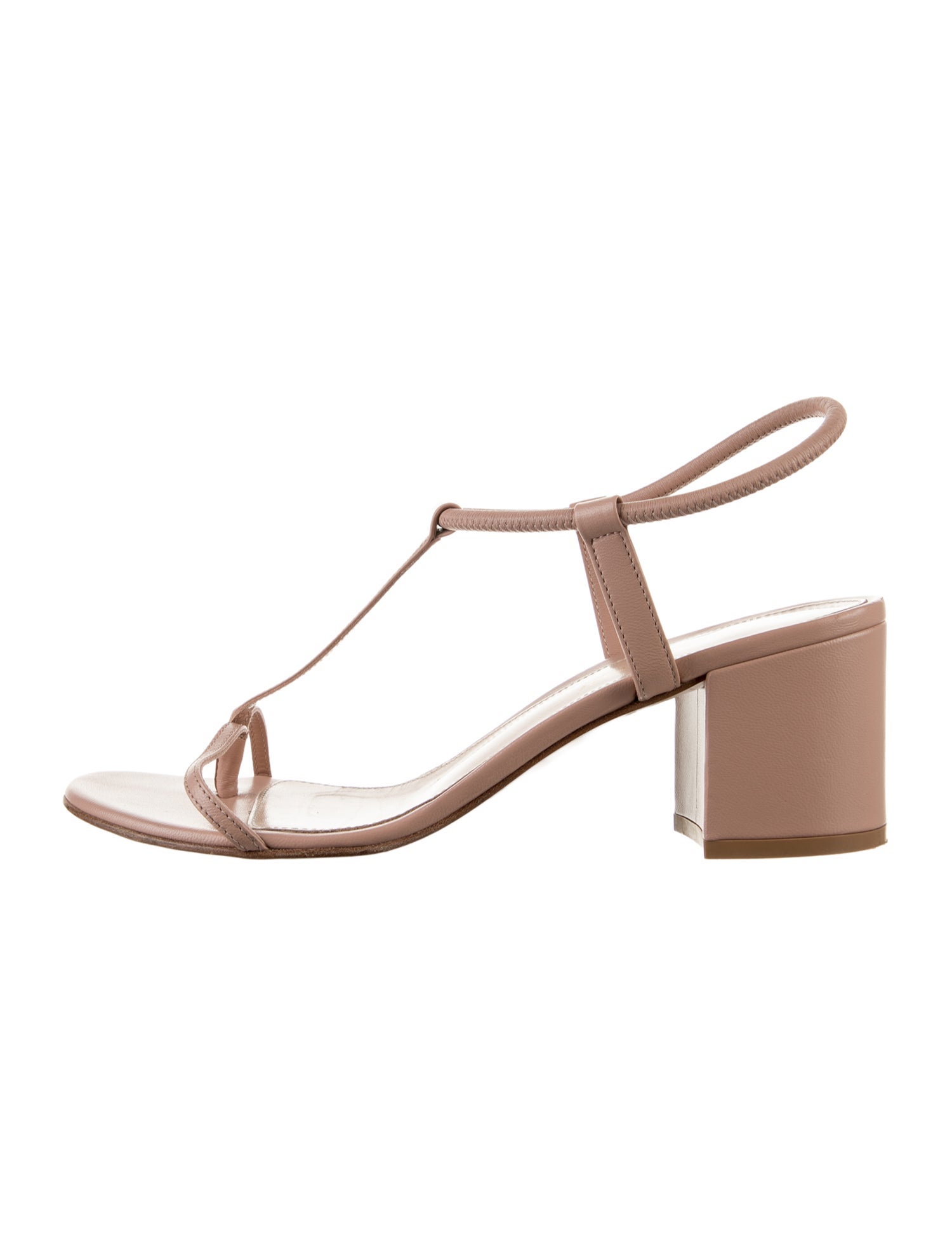 Leather Crystal Embellishments T-Strap Sandals
