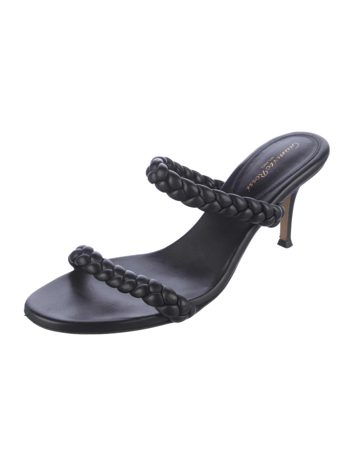 Gianvito Rossi Leather Braided Accents Slides