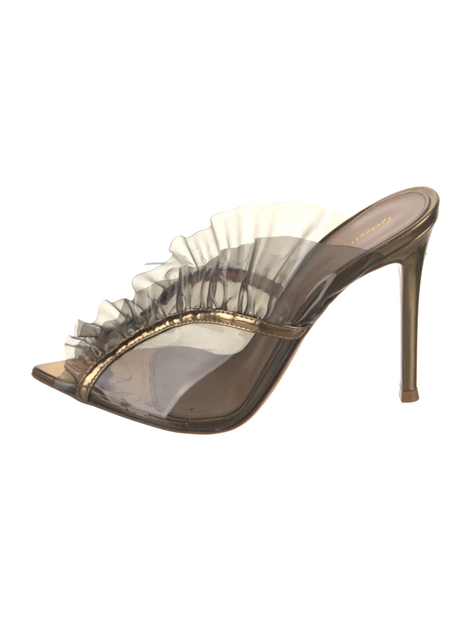 Gianvito Rossi PVC Ruffle Embellishment Slides