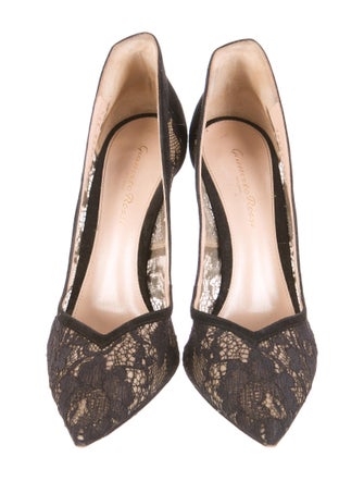 Gianvito Rossi Lace Pointed-Toe Pumps