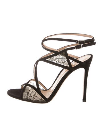 Gianvito Rossi Lace & Suede Strappy Sandals