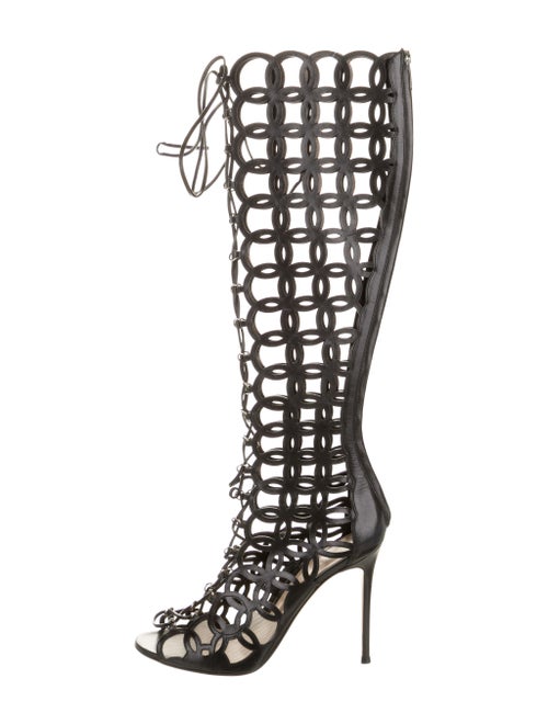 Gianvito Rossi Laser Cut Knee-High Boots Black