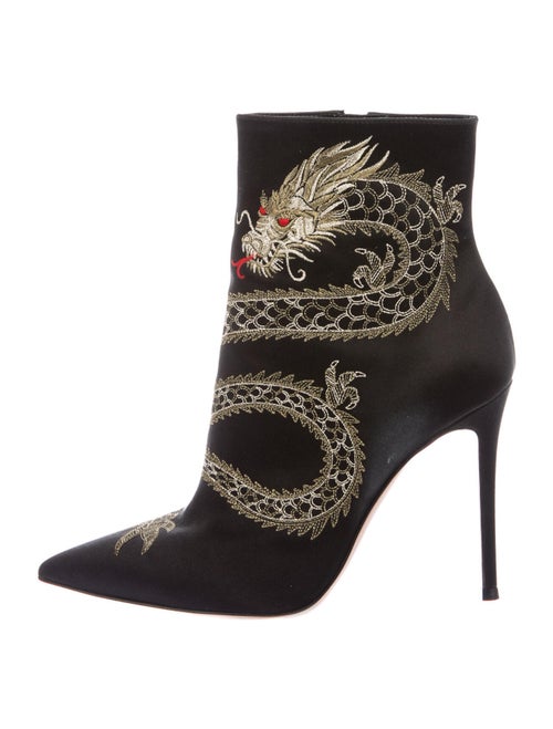Gianvito Rossi Printed Embroidered Accent Boots Bl