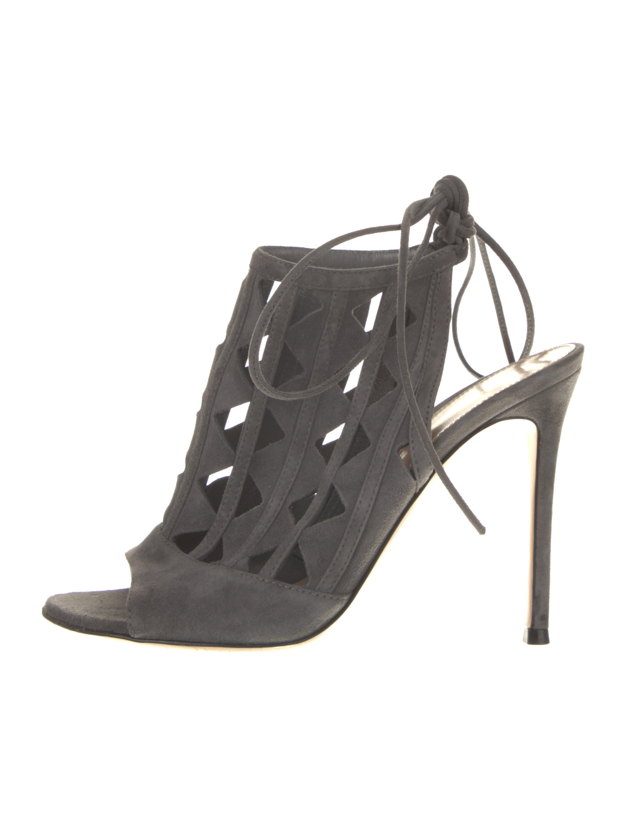 Gianvito Rossi Suede Lasercut Accents Sandals