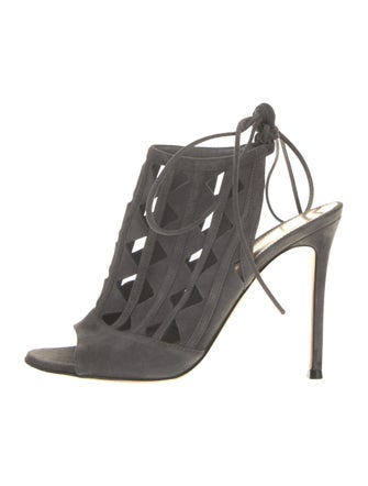 Gianvito Rossi Suede Lasercut Accents Sandals