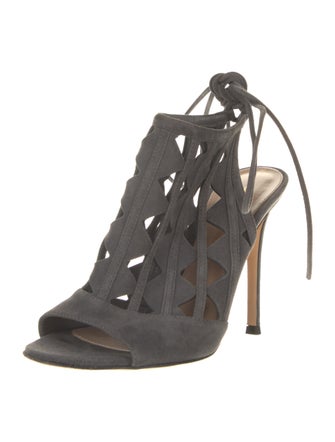 Gianvito Rossi Suede Lasercut Accents Sandals