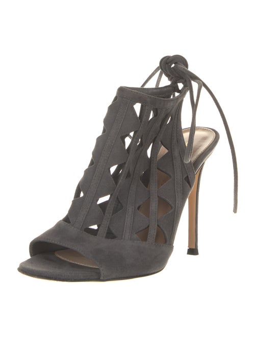 Gianvito Rossi Suede Lasercut Accents Sandals