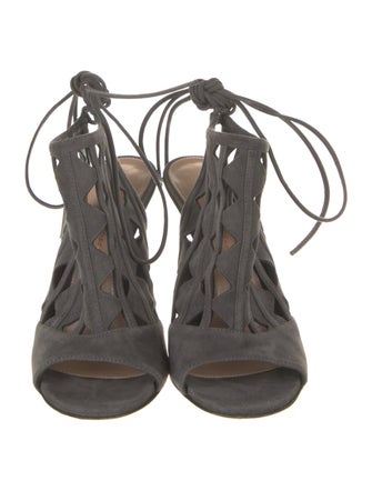 Gianvito Rossi Suede Lasercut Accents Sandals