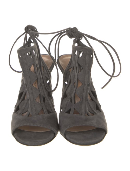 Gianvito Rossi Suede Lasercut Accents Sandals