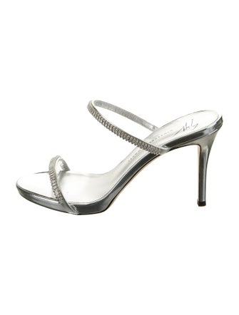 Giuseppe Zanotti Patent Leather Crystal Embellishments Slides