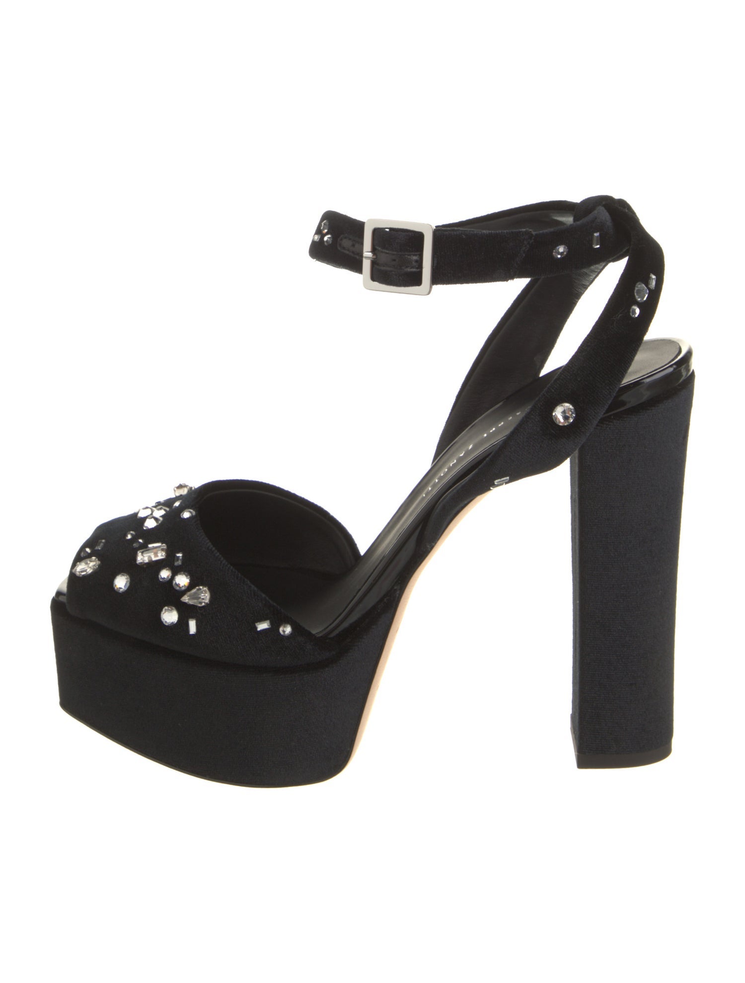 Giuseppe Zanotti Velvet Crystal Embellishments Sandals