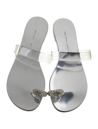 Giuseppe Zanotti Patent Leather Crystal Embellishments Slides