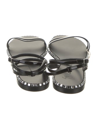 Giuseppe Zanotti Patent Leather Crystal Embellishments Gladiator Sandals