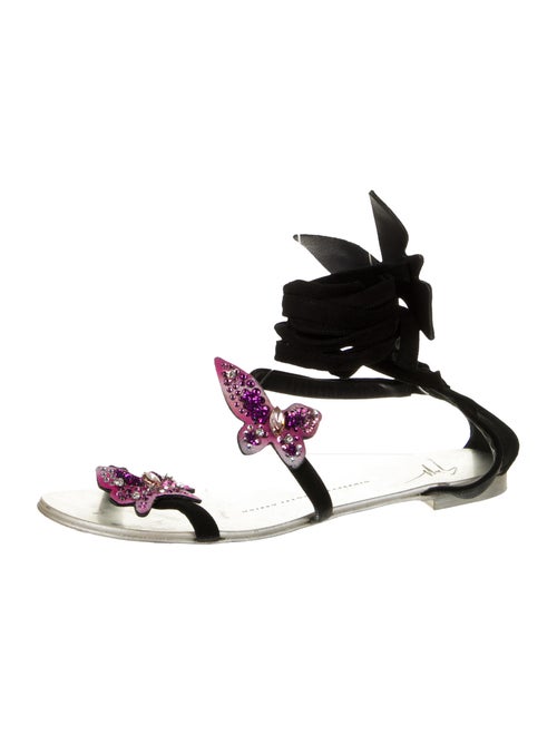 Giuseppe Zanotti Suede Crystal Embellishments Gladiator Sandals