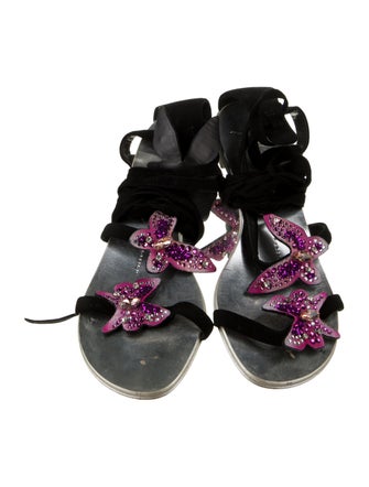 Giuseppe Zanotti Suede Crystal Embellishments Gladiator Sandals