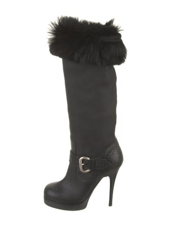 Giuseppe Zanotti Leather Fur Trim Boots