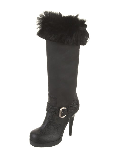 Giuseppe Zanotti Leather Fur Trim Boots
