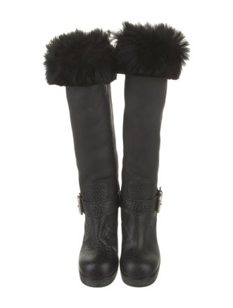 Giuseppe Zanotti Leather Fur Trim Boots