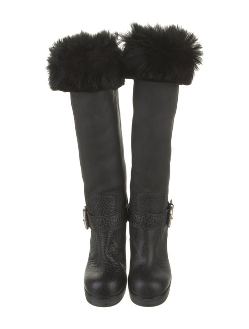 Giuseppe Zanotti Leather Fur Trim Boots
