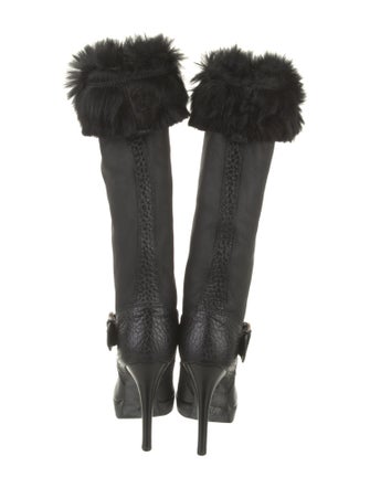 Giuseppe Zanotti Leather Fur Trim Boots