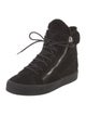 Giuseppe Zanotti Suede Faux Fur Trim Wedge Sneakers