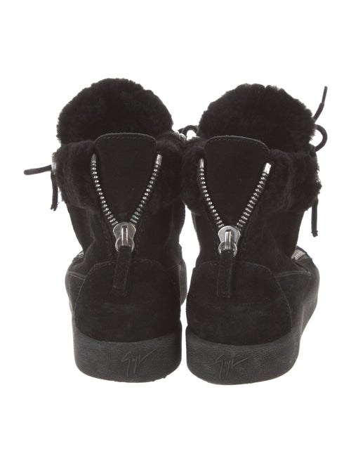 Giuseppe Zanotti Suede Faux Fur Trim Wedge Sneakers