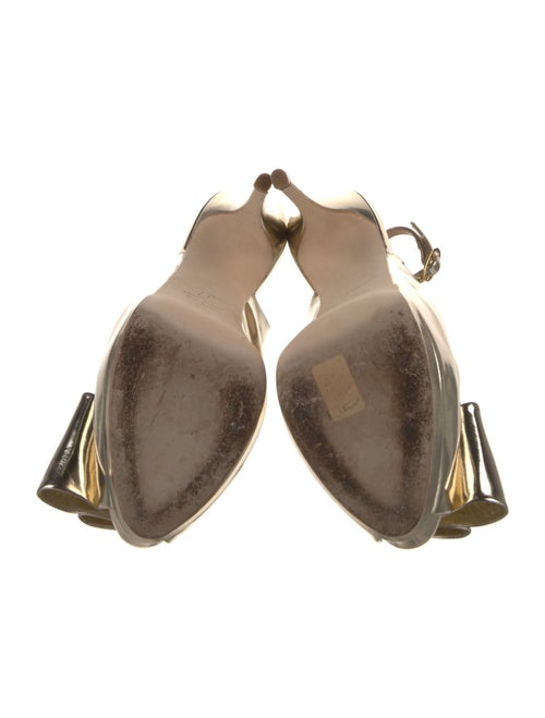 Giuseppe Zanotti Patent Leather Bow Accents Slingback Sandals