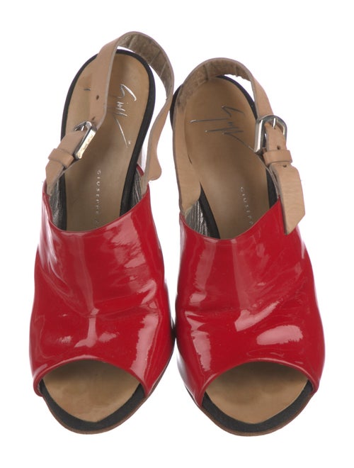 Giuseppe Zanotti Patent Leather Colorblock Pattern Slingback Sandals