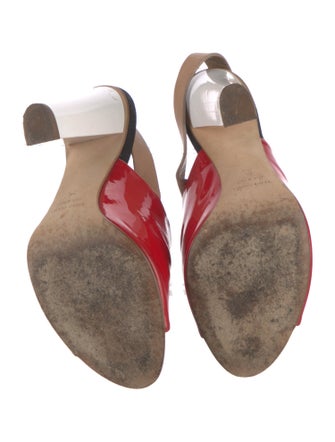 Giuseppe Zanotti Patent Leather Colorblock Pattern Slingback Sandals