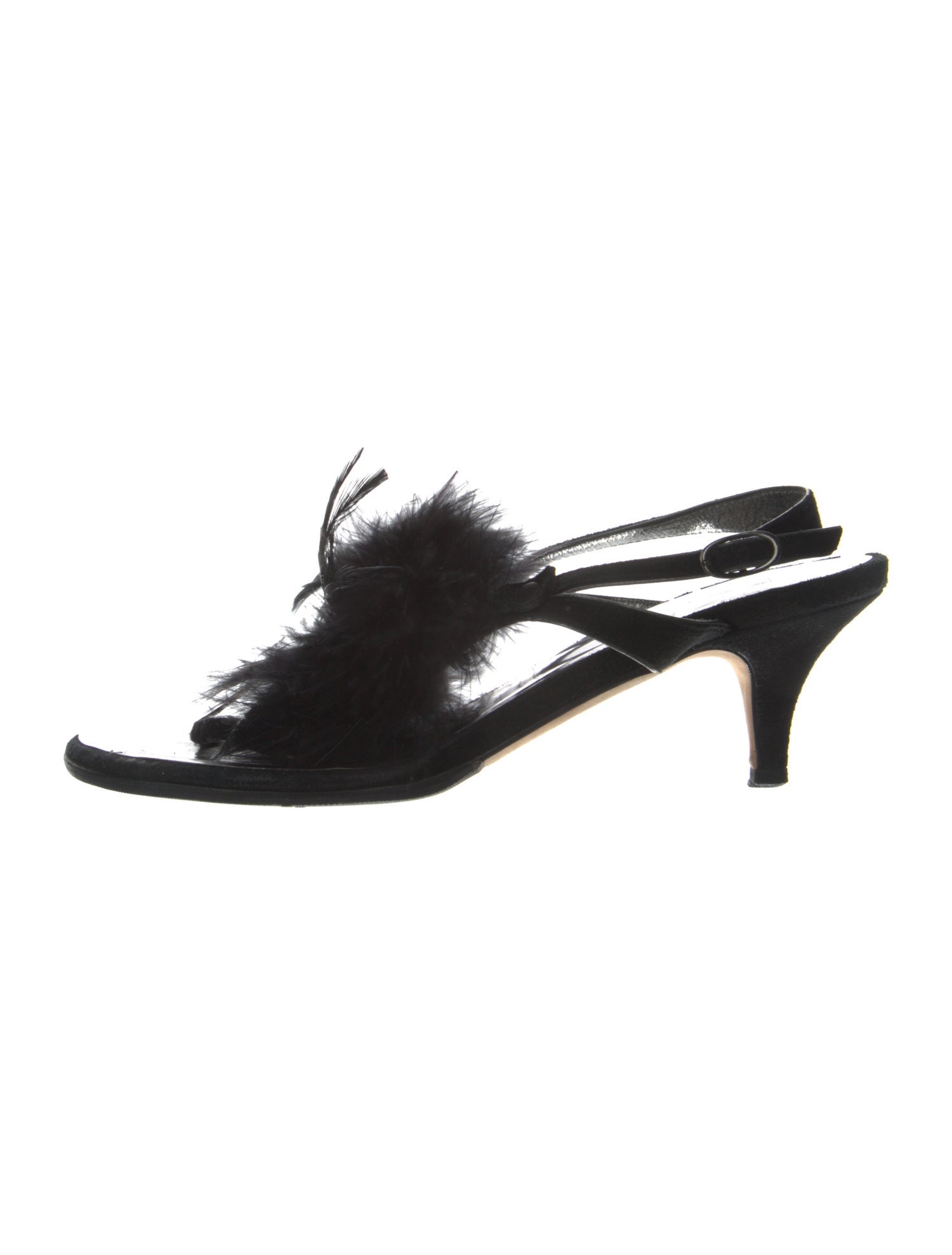 Giuseppe Zanotti Suede Feather Trim Slides