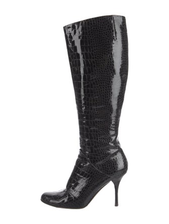 Giuseppe Zanotti Patent Leather Animal Print Boots